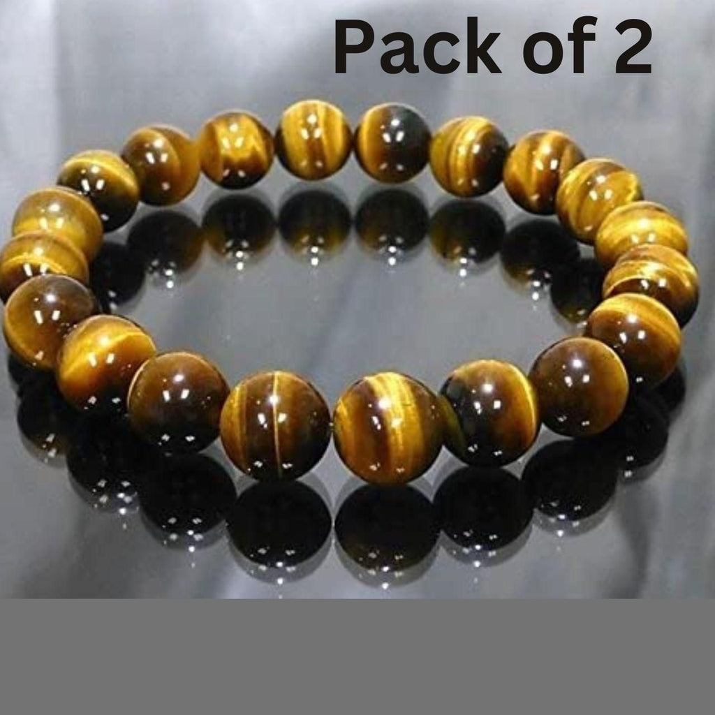 Tiger Eye Yellow Crystal Healing Bracelet (Pack of 2) – Energy, Confidence & Protection Stone