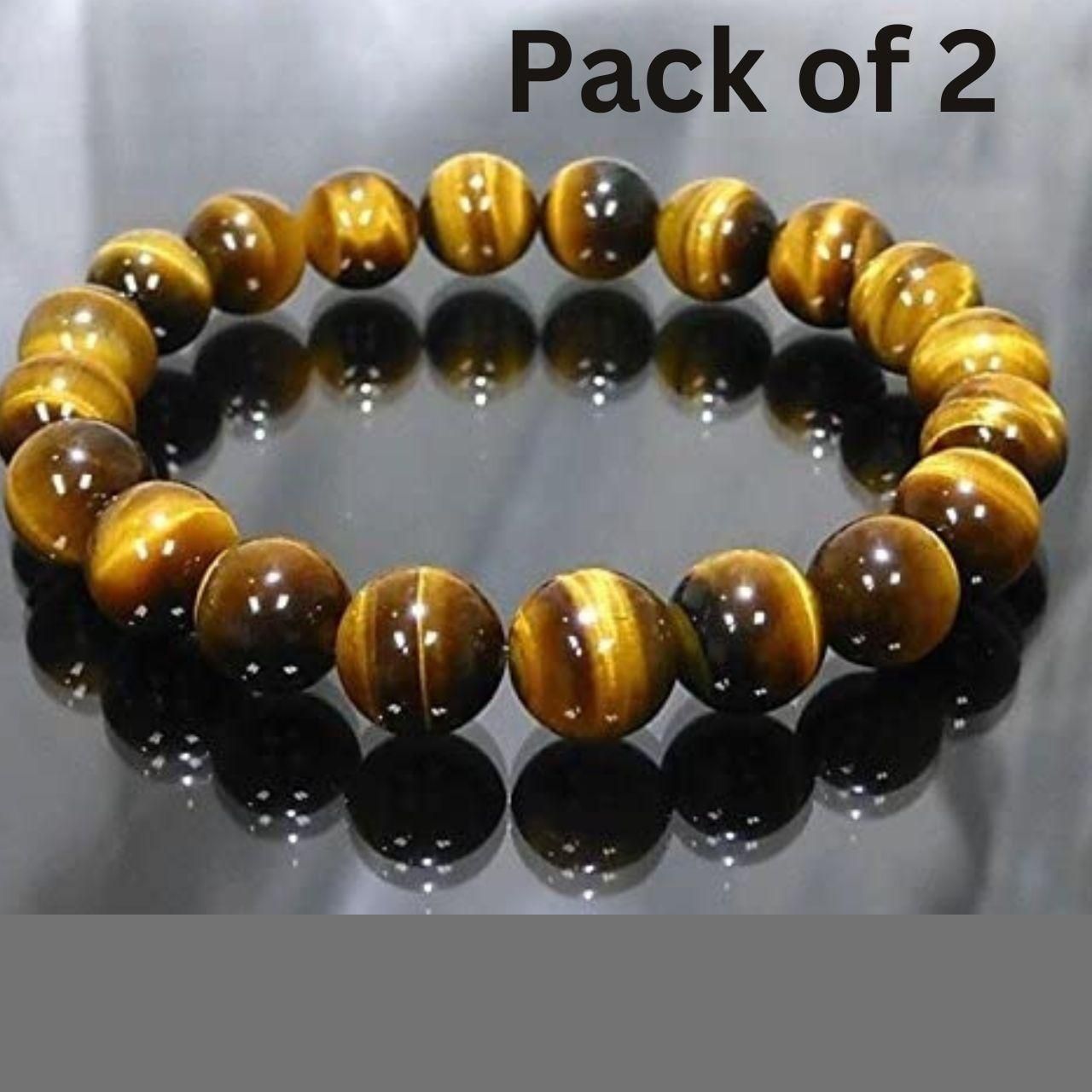 Tiger Eye Yellow Crystal Healing Bracelet (Pack of 2) – Energy, Confidence & Protection Stone